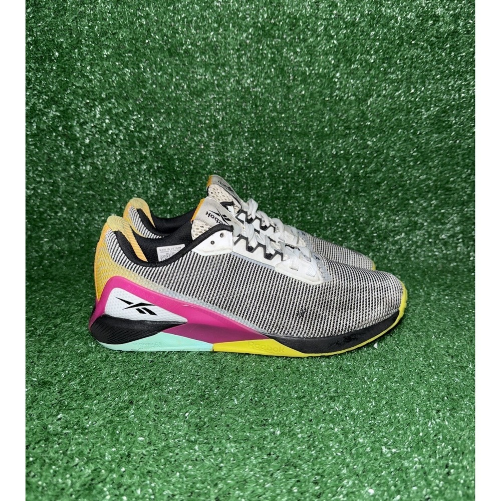 Reebok Nano X Mens 7.5 Womens 9 White Black Pink Running Shoes Comfort Sneakers